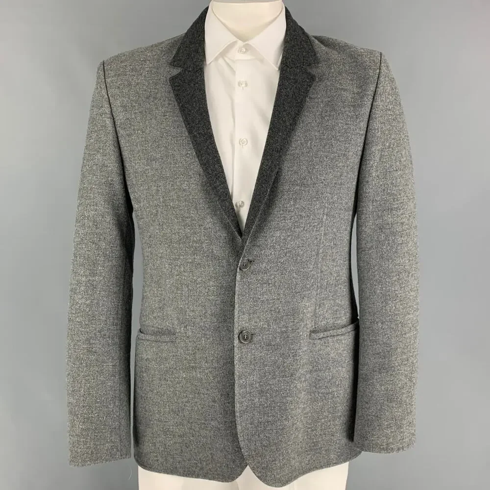 CALVIN KLEIN COLLECTION Size 42 Grey Charcoal Wool Notch Lapel Sport Coat